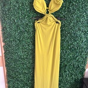 Fashion Nova Yellow Halter Bodycon Dress